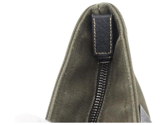 PRADA Handtasche aus Canvas Leder Khaki Silber Authentisch 170921 - Ansicht 10