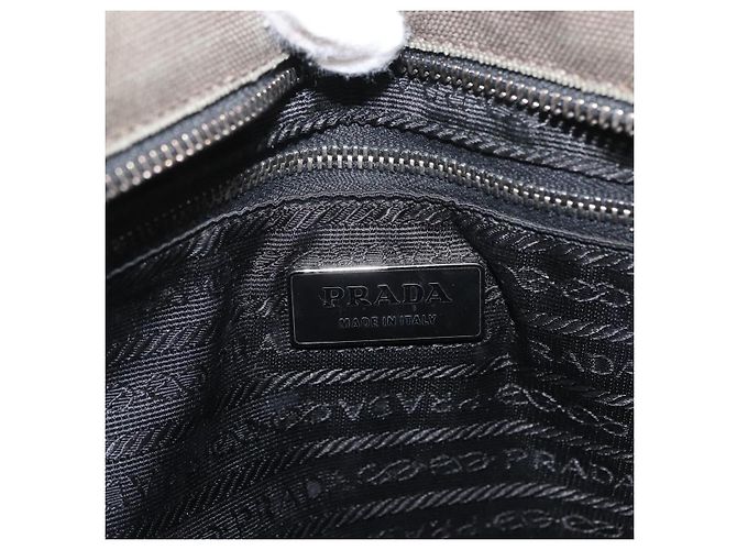 PRADA Handtasche aus Canvas Leder Khaki Silber Authentisch 170921 - Ansicht 19