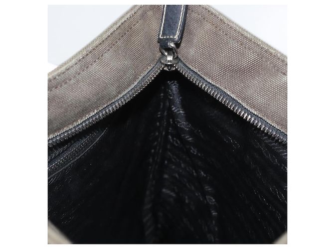 PRADA Handtasche aus Canvas Leder Khaki Silber Authentisch 170921 - Ansicht 20