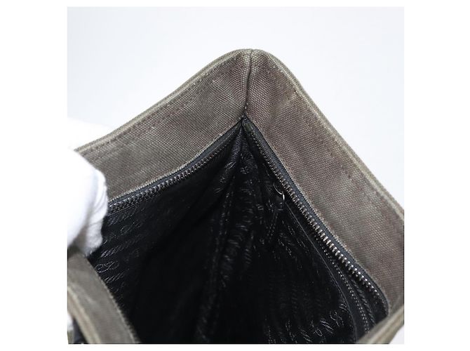 PRADA Handtasche aus Canvas Leder Khaki Silber Authentisch 170921 - Ansicht 21