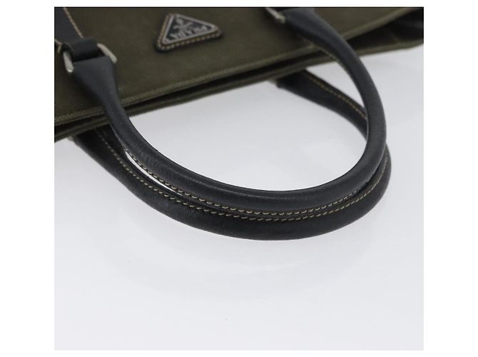 PRADA Handtasche aus Canvas Leder Khaki Silber Authentisch 170921 - Ansicht 7