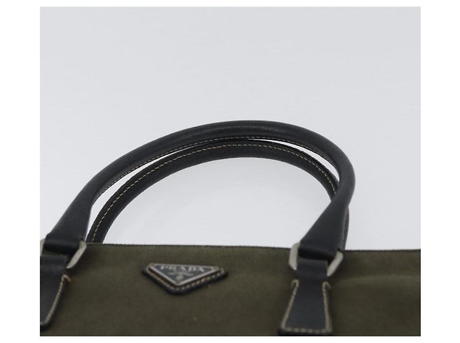 PRADA Handtasche aus Canvas Leder Khaki Silber Authentisch 170921 - Ansicht 8