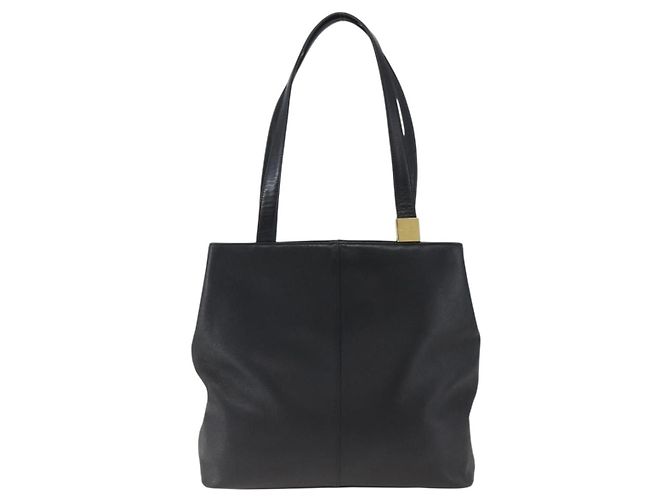 Borsa Tote in pelle nera e oro BURBERRY Auth hk3488 Nero D'oro - vista 13