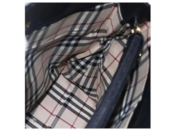 Borsa Tote in pelle nera e oro BURBERRY Auth hk3488 Nero D'oro - vista 18