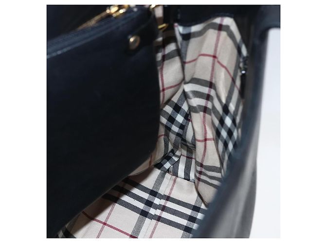 Borsa Tote in pelle nera e oro BURBERRY Auth hk3488 Nero D'oro - vista 19