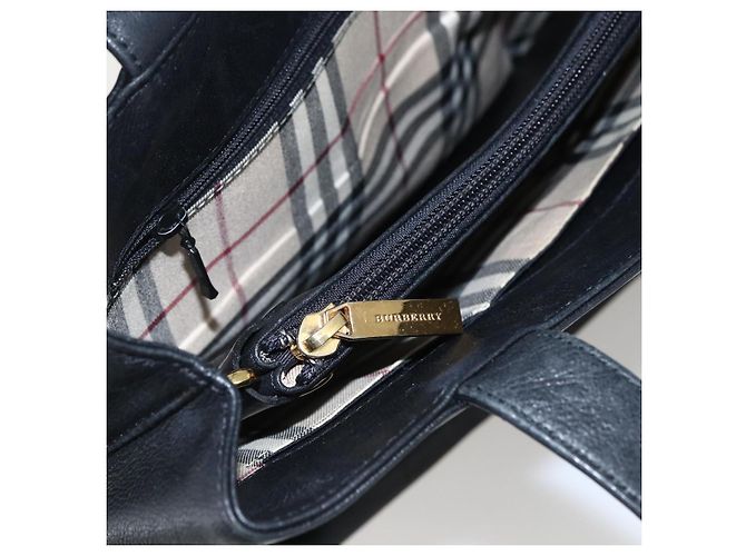 Borsa Tote in pelle nera e oro BURBERRY Auth hk3488 Nero D'oro - vista 21