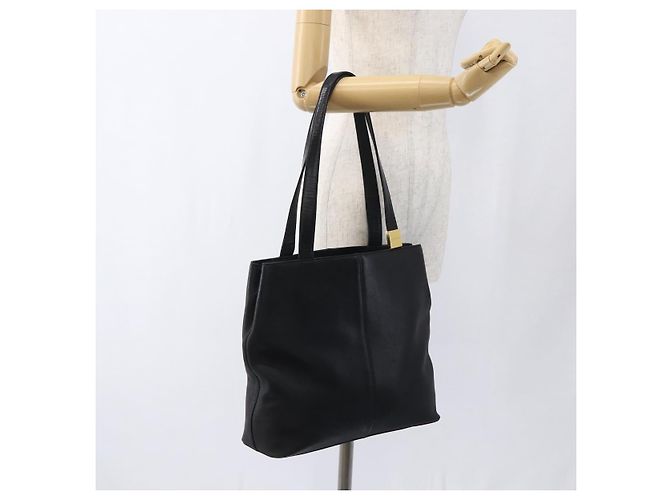 Borsa Tote in pelle nera e oro BURBERRY Auth hk3488 Nero D'oro - vista 24