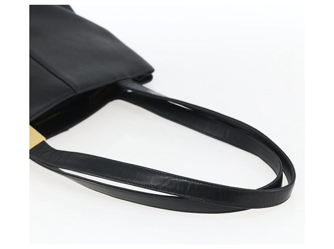 Borsa Tote in pelle nera e oro BURBERRY Auth hk3488 Nero D'oro - vista 7