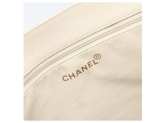 Borsa Tote CHANEL in Pelle Caviar Bianca CC Auth BA10649 Bianco - vista 10