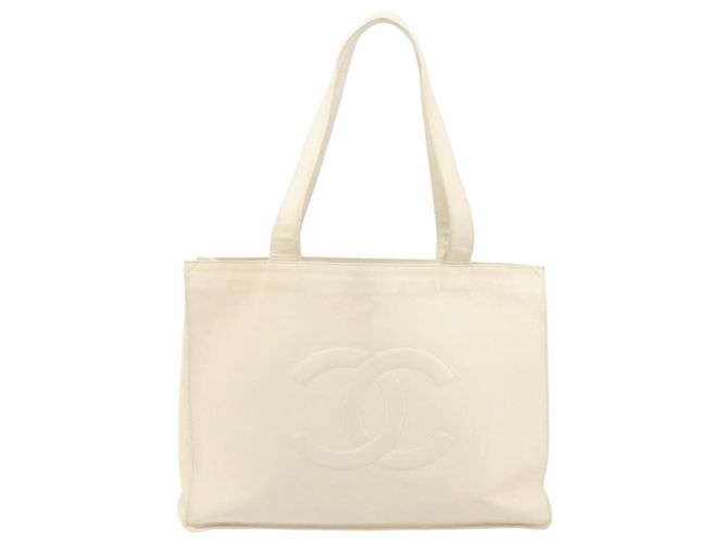 Borsa Tote CHANEL in Pelle Caviar Bianca CC Auth BA10649 Bianco - vista 13