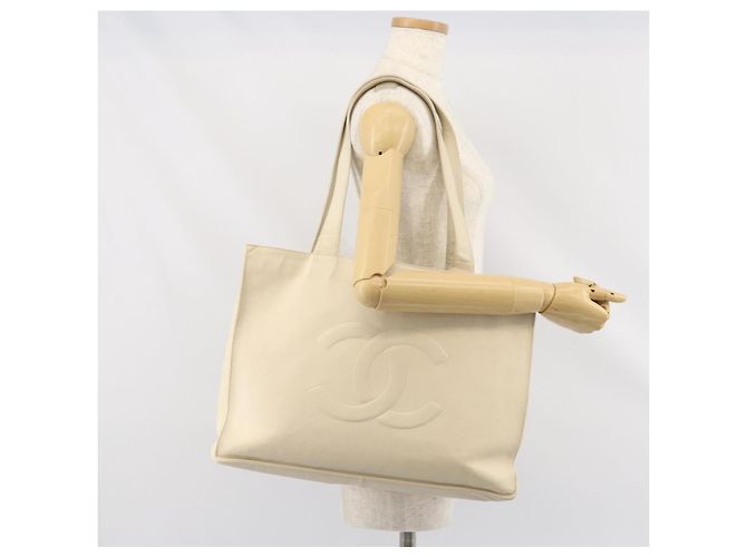 Borsa Tote CHANEL in Pelle Caviar Bianca CC Auth BA10649 Bianco - vista 21