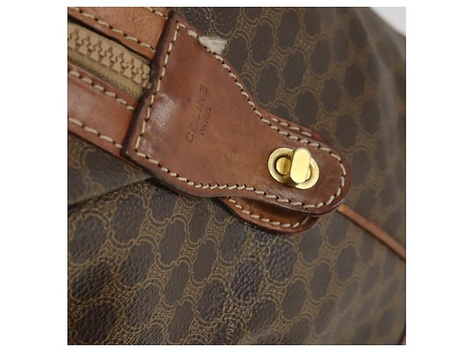 Céline Borsa Boston in tela Macadam CELINE in pelle PVC marrone oro Auth ki6396 D'oro - vista 19