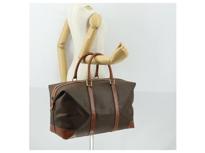 Céline Borsa Boston in tela Macadam CELINE in pelle PVC marrone oro Auth ki6396 D'oro - vista 24