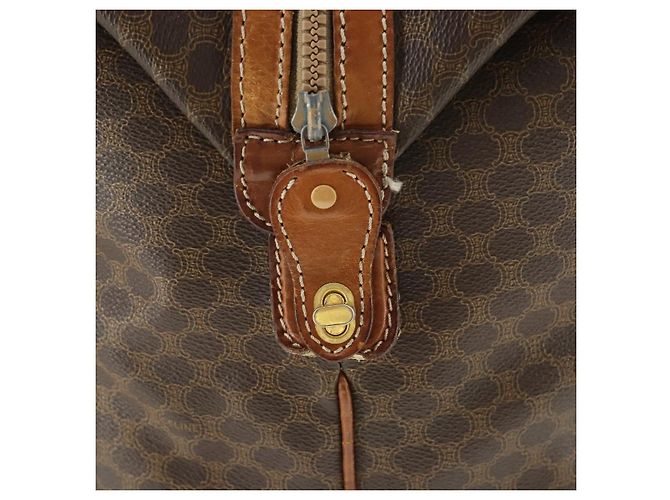 Céline Borsa Boston in tela Macadam CELINE in pelle PVC marrone oro Auth ki6396 D'oro - vista 9