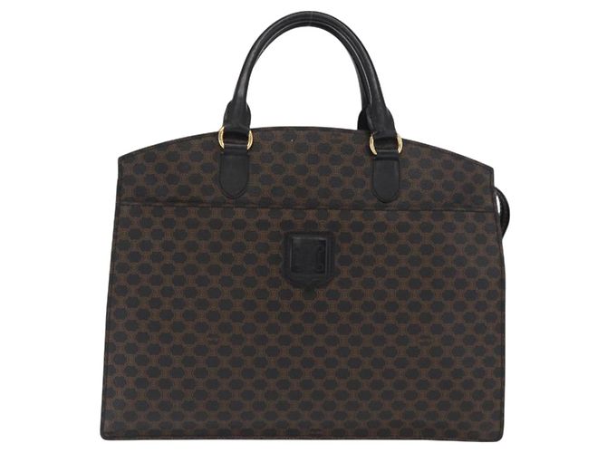 Céline Borsa a mano in tela Macadam CELINE in pelle PVC nera e oro Auth 171585 Nero D'oro - vista 13