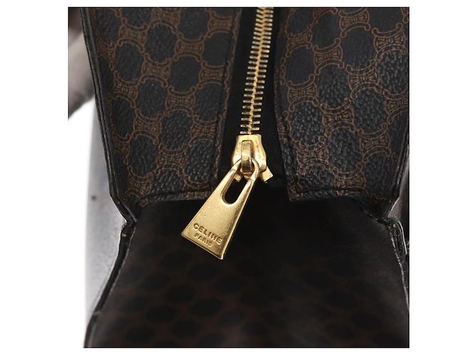 Céline Borsa a mano in tela Macadam CELINE in pelle PVC nera e oro Auth 171585 Nero D'oro - vista 18