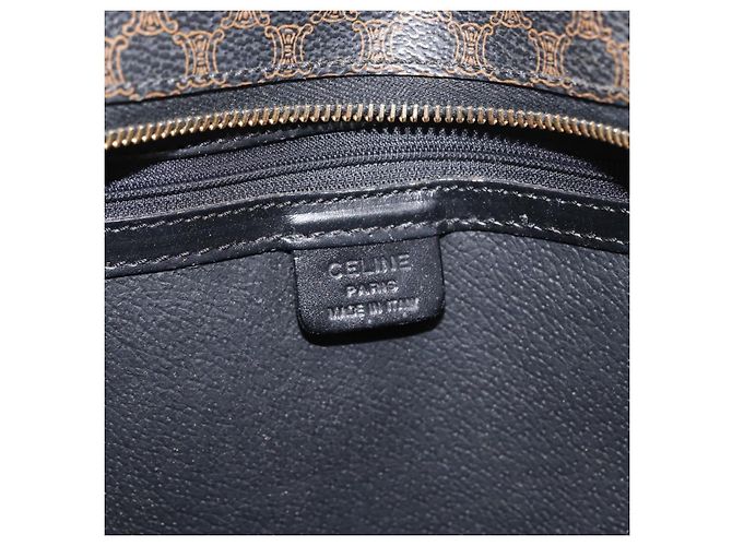 Céline Borsa a mano in tela Macadam CELINE in pelle PVC nera e oro Auth 171585 Nero D'oro - vista 19