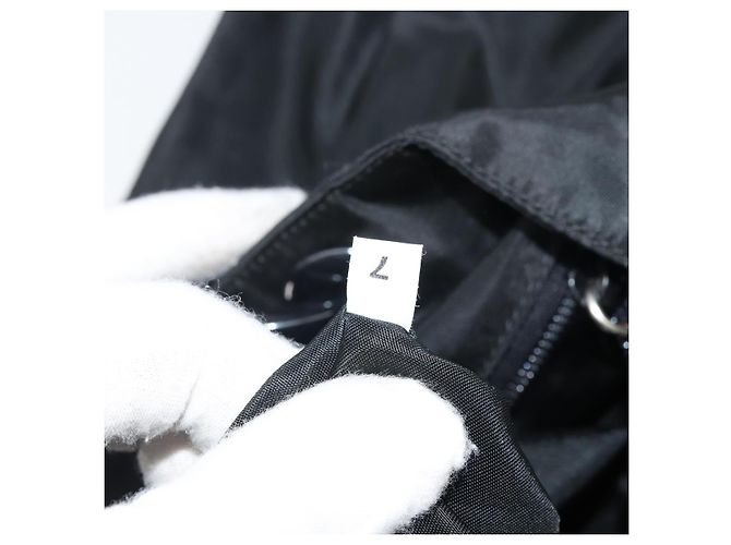 PRADA Borsa a mano in nylon nero argento Auth 171648 - vista 11