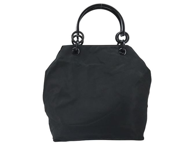 PRADA Borsa a mano in nylon nero argento Auth 171648 - vista 13