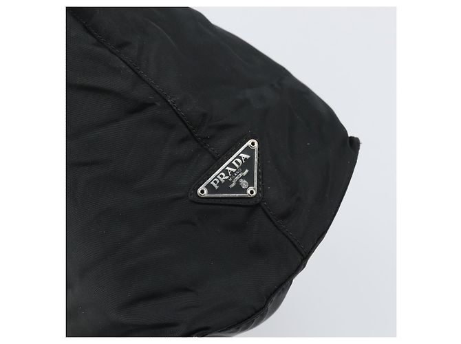 PRADA Borsa a mano in nylon nero argento Auth 171648 - vista 17