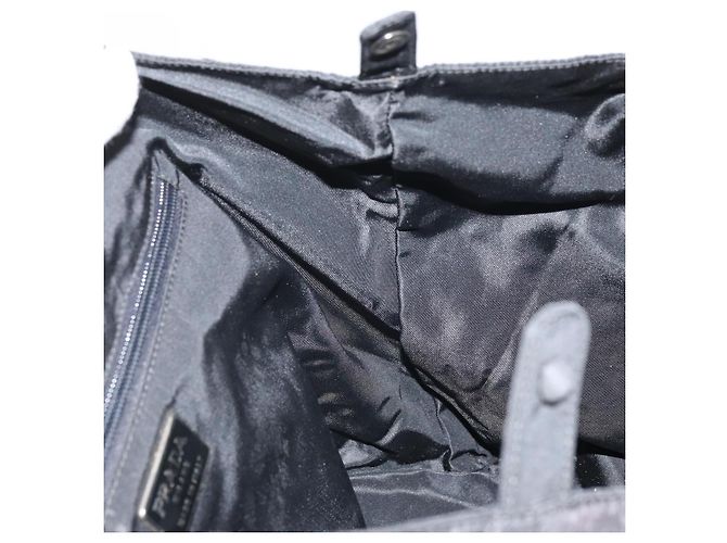 PRADA Borsa a mano in nylon nero argento Auth 171648 - vista 19