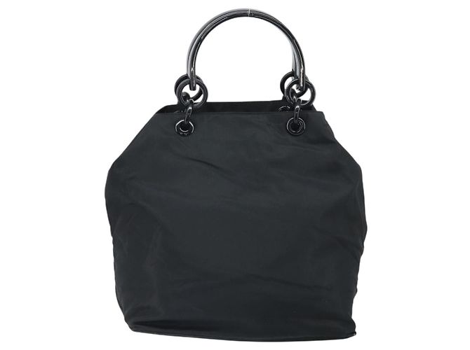 PRADA Borsa a mano in nylon nero argento Auth 171648 - vista 2