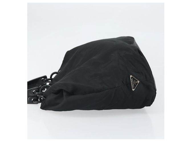 PRADA Borsa a mano in nylon nero argento Auth 171648 - vista 4