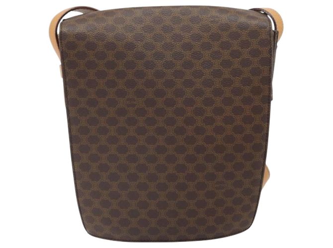 Céline Borsa a Spalla in Tela Macadam CELINE in Pelle PVC Marrone Oro Auth 171119 D'oro - vista 2