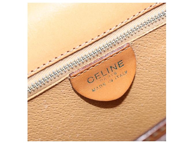 Céline Borsa a Spalla in Tela Macadam CELINE in Pelle PVC Marrone Oro Auth 171119 D'oro - vista 20