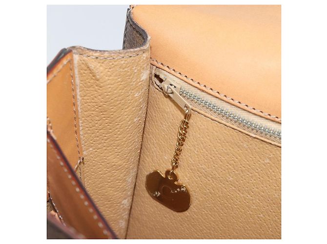 Céline Borsa a Spalla in Tela Macadam CELINE in Pelle PVC Marrone Oro Auth 171119 D'oro - vista 23