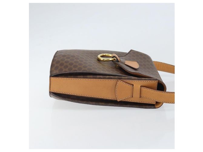 Céline Borsa a Spalla in Tela Macadam CELINE in Pelle PVC Marrone Oro Auth 171119 D'oro - vista 3