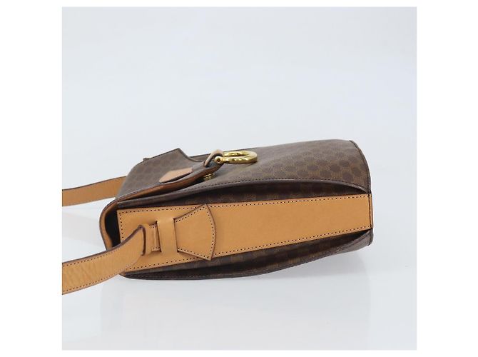 Céline Borsa a Spalla in Tela Macadam CELINE in Pelle PVC Marrone Oro Auth 171119 D'oro - vista 4