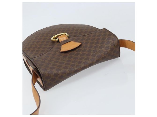 Céline Borsa a Spalla in Tela Macadam CELINE in Pelle PVC Marrone Oro Auth 171119 D'oro - vista 6