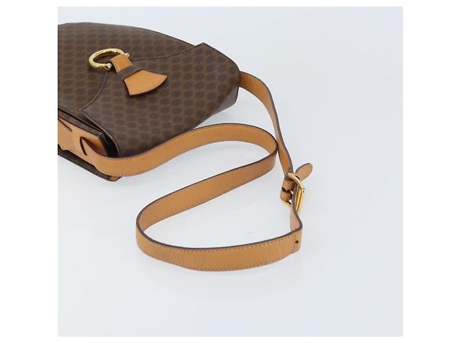 Céline Borsa a Spalla in Tela Macadam CELINE in Pelle PVC Marrone Oro Auth 171119 D'oro - vista 7