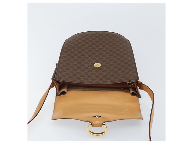 Céline Borsa a Spalla in Tela Macadam CELINE in Pelle PVC Marrone Oro Auth 171119 D'oro - vista 8