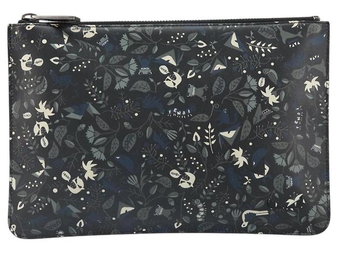 Borsa Clutch FENDI in pelle nera Auth ka2288 Nero - vista 13