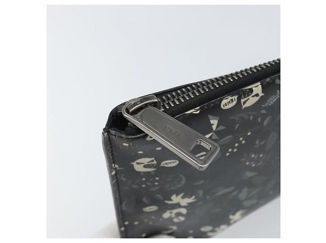 Borsa Clutch FENDI in pelle nera Auth ka2288 Nero - vista 8