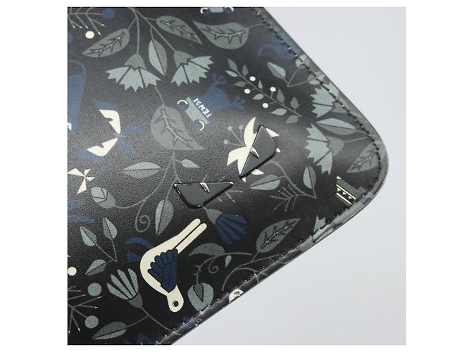 Borsa Clutch FENDI in pelle nera Auth ka2288 Nero - vista 9
