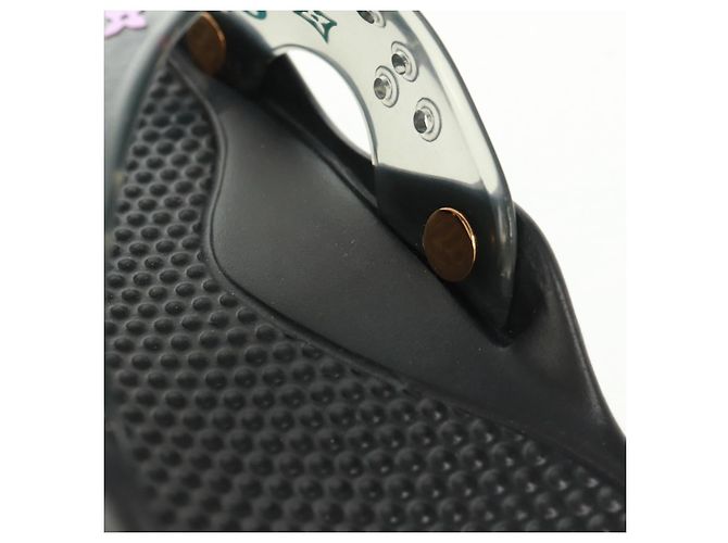 LOUIS VUITTON Sandali da Spiaggia in Gomma Multicolore Neri LV Auth 169909V Nero - vista 15