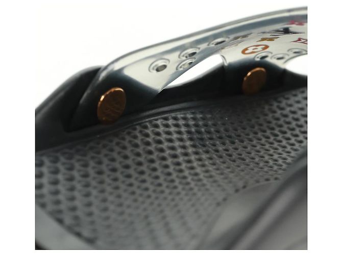 LOUIS VUITTON Sandali da Spiaggia in Gomma Multicolore Neri LV Auth 169909V Nero - vista 16