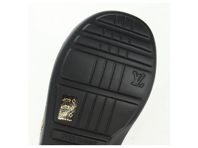 LOUIS VUITTON Sandali da Spiaggia in Gomma Multicolore Neri LV Auth 169909V Nero - vista 9