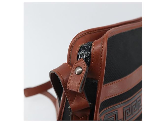 Borsa a Spalla SAINT LAURENT in Tela Pelle Nera Marrone Oro Auth ti3767 Nero D'oro - vista 11