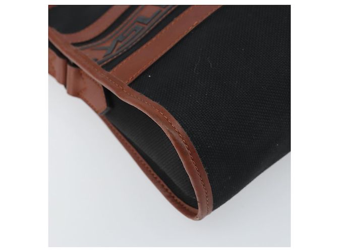 Borsa a Spalla SAINT LAURENT in Tela Pelle Nera Marrone Oro Auth ti3767 Nero D'oro - vista 14