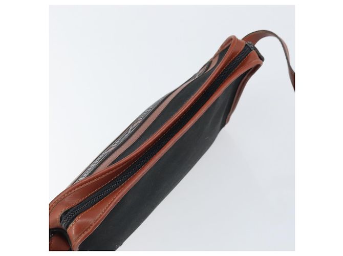 Borsa a Spalla SAINT LAURENT in Tela Pelle Nera Marrone Oro Auth ti3767 Nero D'oro - vista 6