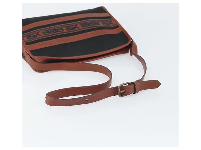 Borsa a Spalla SAINT LAURENT in Tela Pelle Nera Marrone Oro Auth ti3767 Nero D'oro - vista 7