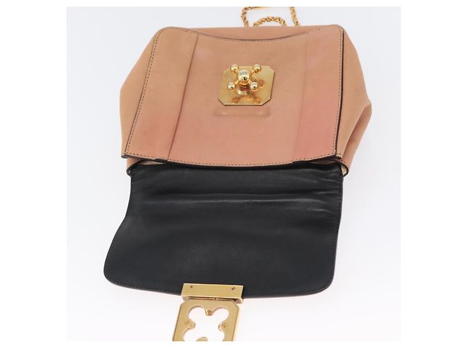 Chloé Borsa a Spalla in Pelle Chloe Chain Elsie Rosa Oro Auth 171670 D'oro - vista 10