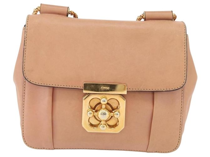 Chloé Borsa a Spalla in Pelle Chloe Chain Elsie Rosa Oro Auth 171670 D'oro - vista 13