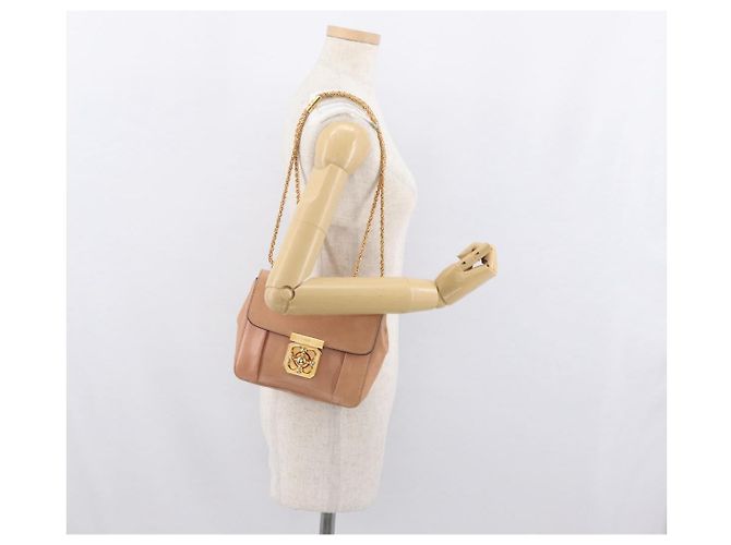 Chloé Borsa a Spalla in Pelle Chloe Chain Elsie Rosa Oro Auth 171670 D'oro - vista 23