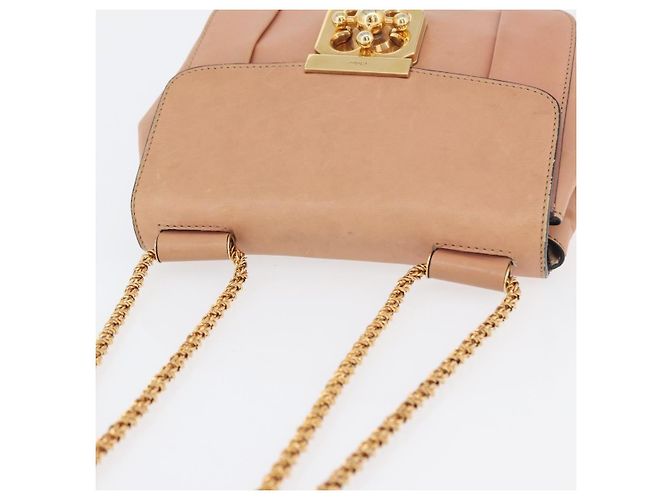 Chloé Borsa a Spalla in Pelle Chloe Chain Elsie Rosa Oro Auth 171670 D'oro - vista 6