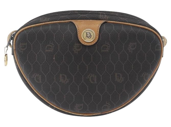 Borsa a spalla in tela a nido d'ape PVC nera e oro Auth BA10846 Christian Dior Nero D'oro - vista 13